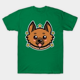 KAWAII Chibi German Shepherd Dog Face T-Shirt